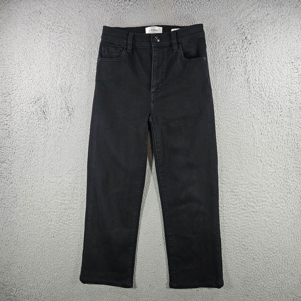 FRAME Le Sleek Straight Jeans Black High Rise Straight Leg Size 25